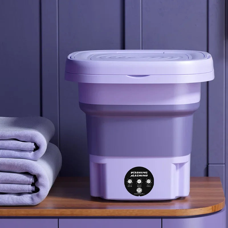 8L Portable Small Foldable Washing Machine with Spin Dryer for Socks Underwear Washer Household Mini Washing Machine EU Plug